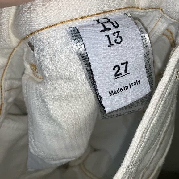 R13 Kick White Flare Distressed Jeans Size 27 Mid Rise - Picture 10 of 12